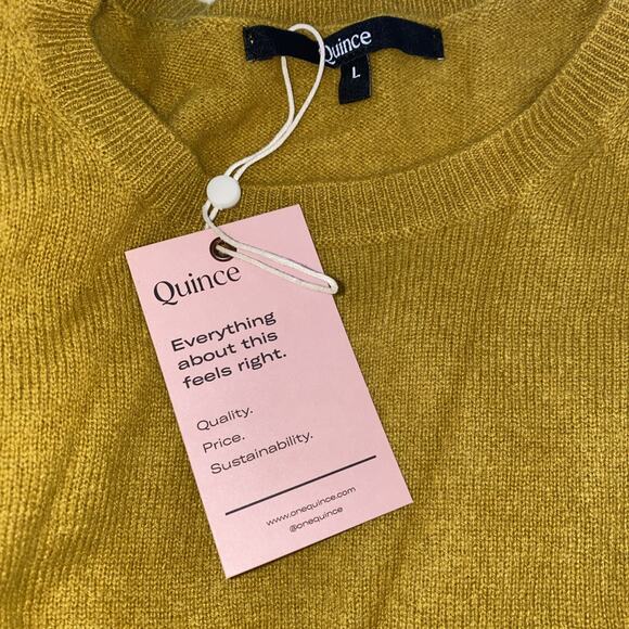 NWT Quince Sweater Womens Large Yellow Mongolian Cashmere Spicy Mustard - Picture 3 of 5